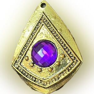 Vintage Gold-Tone Geometric Pendant with Purple Center